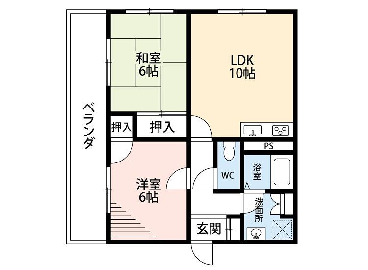 ホープマンションPART2(2DK/2階)の間取り写真