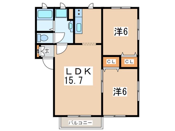 エスポワール(2LDK/2階)の間取り写真