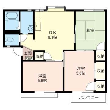 数野ハイツ A棟(3DK/2階)の間取り写真