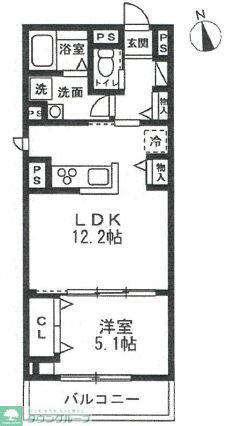 鹿沼台1丁目PJ(1LDK/4階)の間取り写真