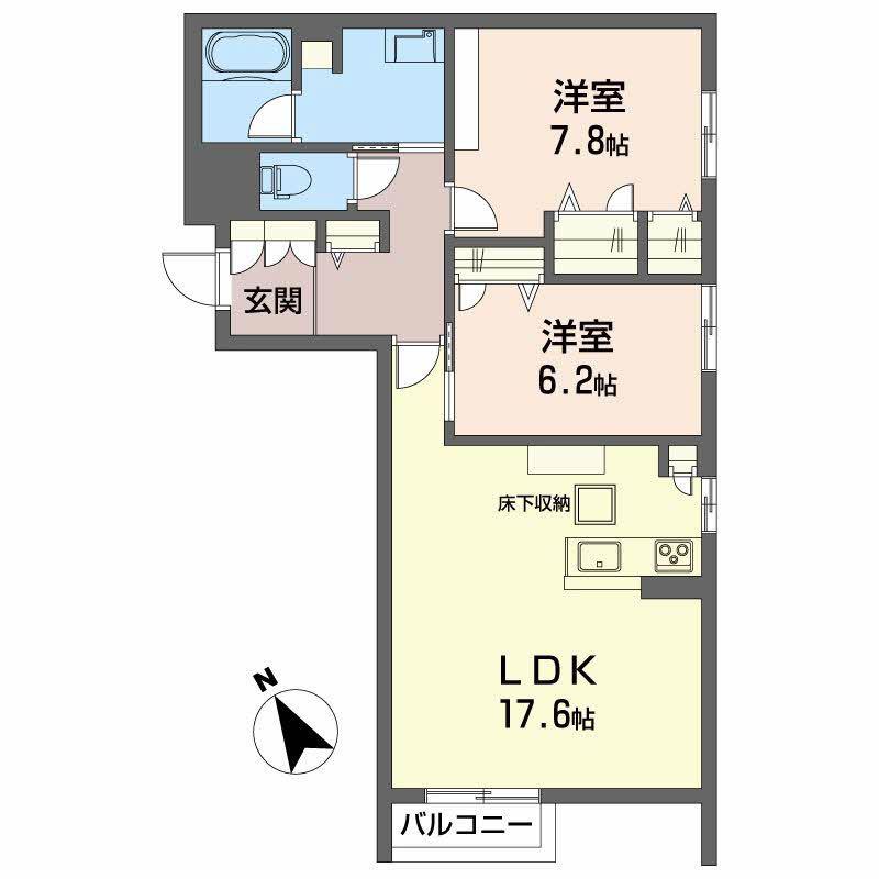 アイクレール(2LDK/1階)の間取り写真