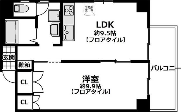 月岡ビル(1LDK/5階)の間取り写真