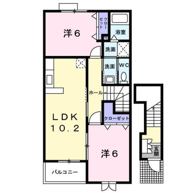 コメット丘(2LDK/2階)の間取り写真