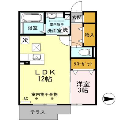 ブリジャール(1LDK/3階)の間取り写真