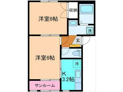 シャムスン(2K/1階)の間取り写真