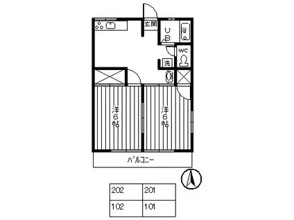 ドウヤハイム(2DK/1階)の間取り写真