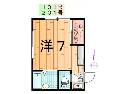 アローエイト(ワンルーム/2階)の間取り写真