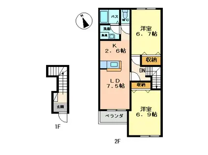 ルミナスハイムA(2LDK/2階)の間取り写真