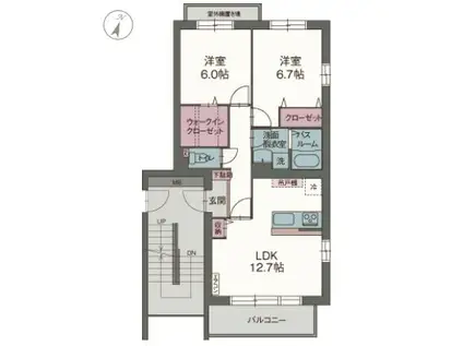 シャン シュッド(2LDK/4階)の間取り写真