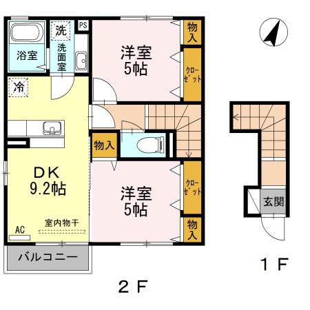 アトラス 201(2LDK/2階)の間取り写真