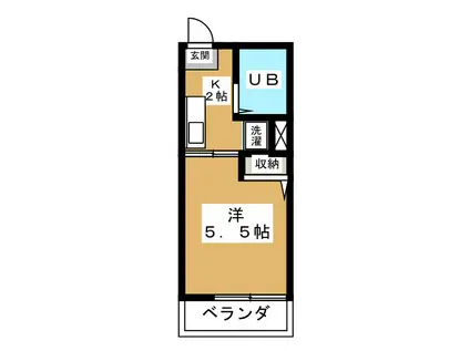 ロイヤルコート小金井(1K/2階)の間取り写真