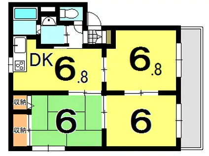 バリュージュ山越(3DK/1階)の間取り写真
