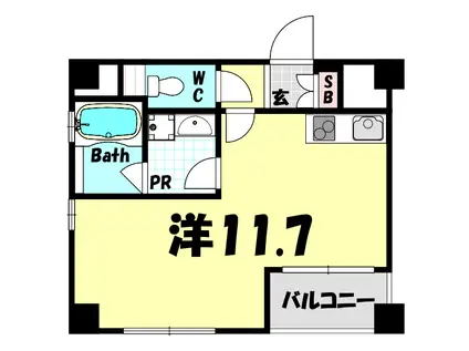 セルフィーユ三宮(1K/4階)の間取り写真