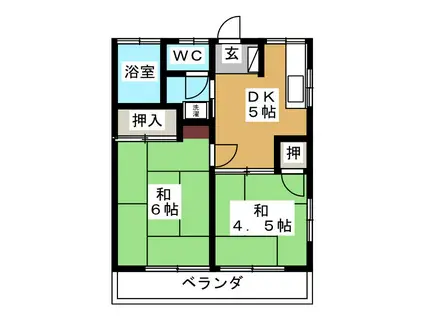 聖荘(2DK/2階)の間取り写真