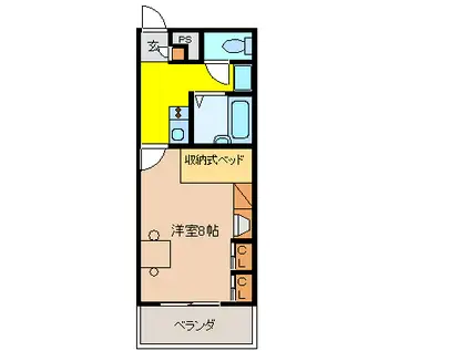 沖縄都市モノレール 小禄駅 徒歩9分 3階建 築17年(1K/3階)の間取り写真