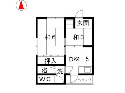 正田マンション野村III(2DK/2階)の間取り写真
