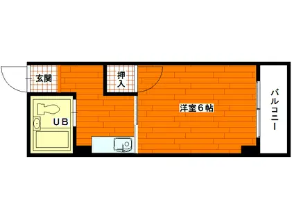 三浦ビル(1K/2階)の間取り写真