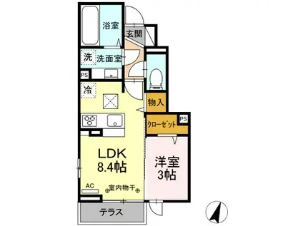 サフィール富士見台(1LDK/1階)の間取り写真