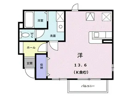アルカンシェル庄内II(ワンルーム/1階)の間取り写真