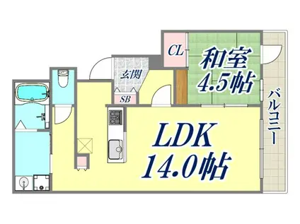 KIDO KOSAN BLDG(1LDK/5階)の間取り写真