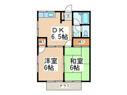 シティハイムII(2DK/1階)の間取り写真