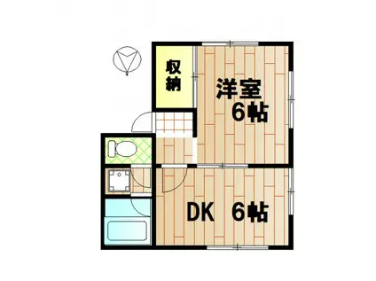 朝倉荘(1DK/2階)の間取り写真