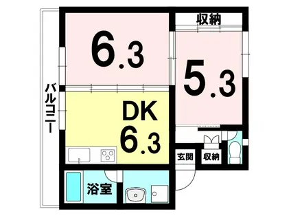 ヴィラナリー五戸(2DK/3階)の間取り写真