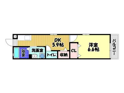安井ハイツ(1DK/1階)の間取り写真