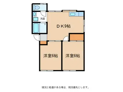 ササキハイツA棟(2DK/2階)の間取り写真