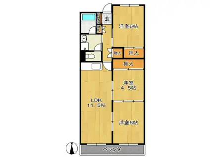 リリーハイツ瑞穂(3LDK/6階)の間取り写真