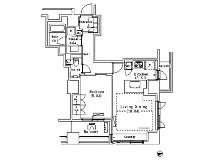 パークアクシス代官山(1LDK/7階)の間取り写真