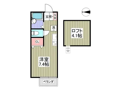 エクセレント三ツ沢B(ワンルーム/2階)の間取り写真
