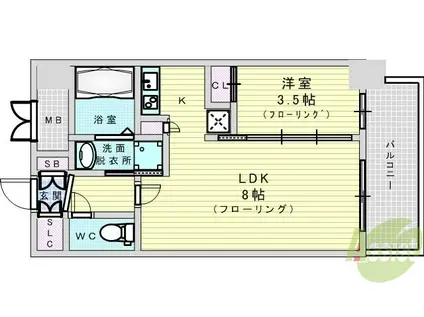 SEST新大阪(1LDK/7階)の間取り写真