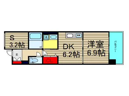 ロイヤルパークスなんば(1DK/6階)の間取り写真