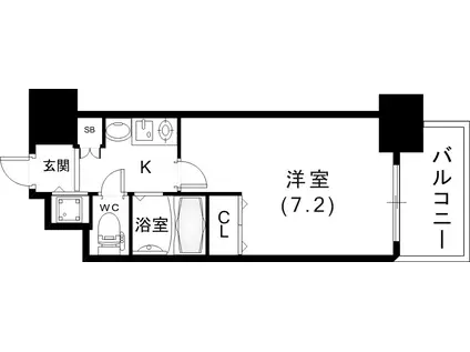 エステムコート三宮山手IIソアーレ(1K/2階)の間取り写真