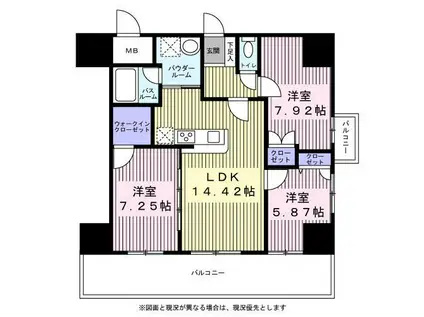 アルティザ仙台花京院(3LDK/13階)の間取り写真