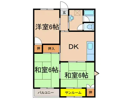 サンライズマンション寿(3DK/1階)の間取り写真