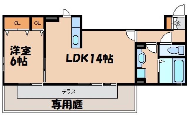 フォンテーヌII(1LDK/1階)の間取り写真