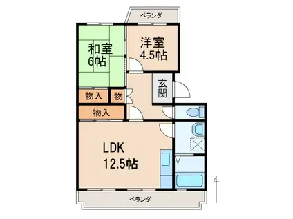 マンション財(2LDK/2階)の間取り写真