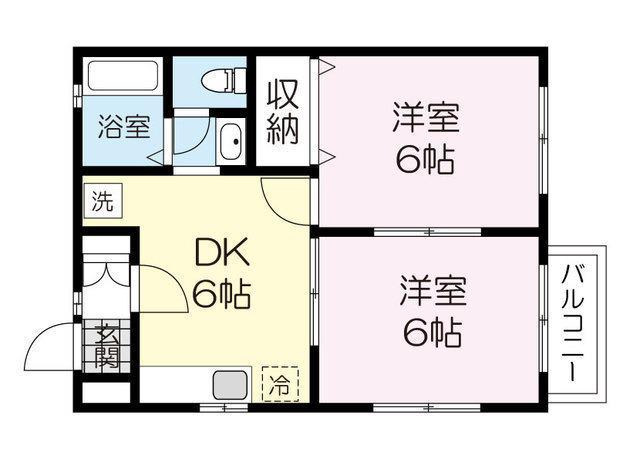 パーシモンむらさわ(2DK/1階)の間取り写真