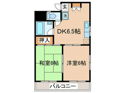 フラット大竹II(2DK/1階)の間取り写真