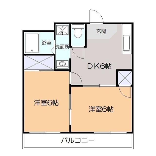 シティハイム高橋(2DK/3階)の間取り写真