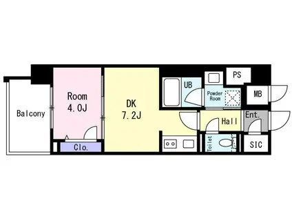 REFISIA箕面船場(1DK/4階)の間取り写真