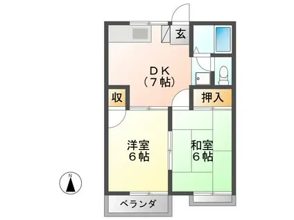 ビルド・ア・ハイツ(2DK/2階)の間取り写真