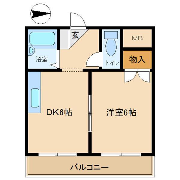 タウンハウスフジタ(1DK/3階)の間取り写真