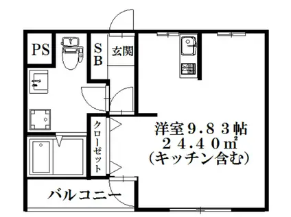 サンドール九番館(ワンルーム/2階)の間取り写真