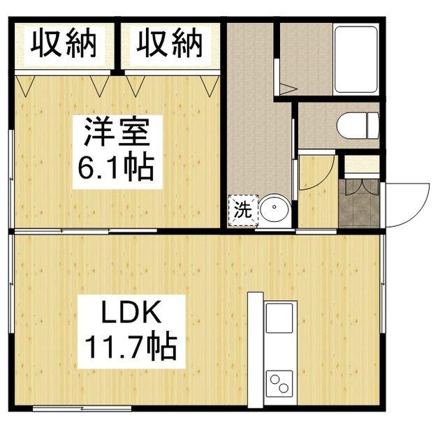 メゾンエル沖野上(1LDK/4階)の間取り写真