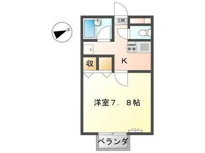ハイツハープB(1K/2階)の間取り写真
