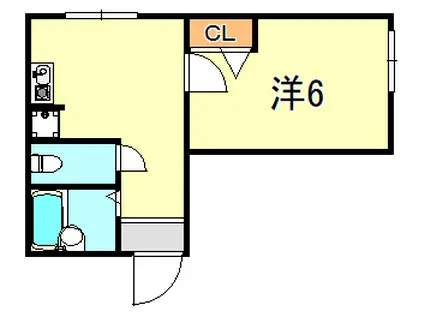 サニーパレス伊川谷(1DK/2階)の間取り写真