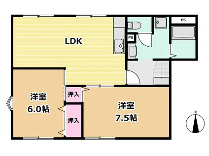 フローラルハイツKIZAKI(2LDK/1階)の間取り写真